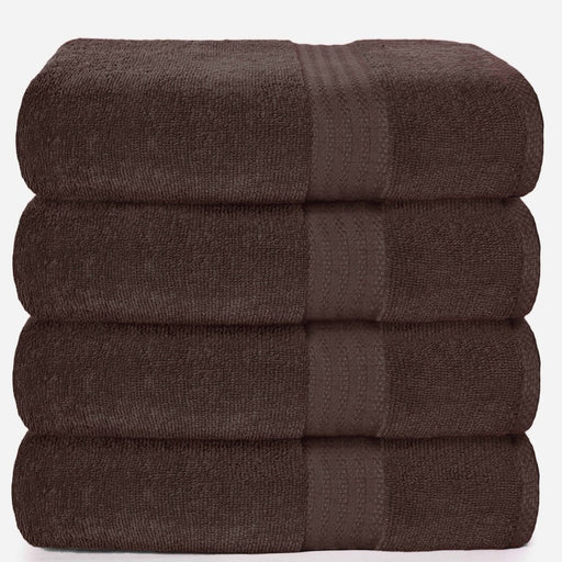 Premium Cotton 4 Pack Bath Towel Set - 100% Pure Cotton - 4 Bath Towels 27X54 - Ideal for Everyday Use - Ultra Soft & Highly Absorbent - Chocolate Brown