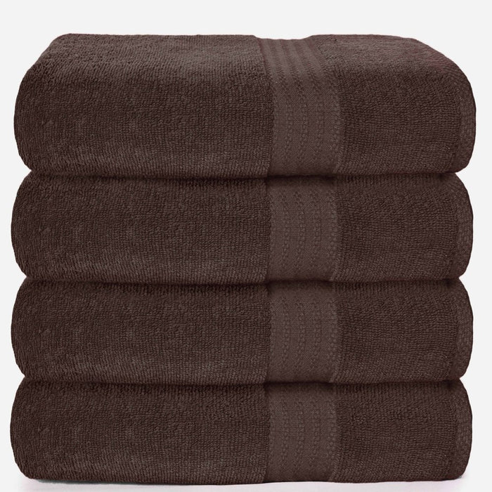 Premium Cotton 4 Pack Bath Towel Set - 100% Pure Cotton - 4 Bath Towels 27X54 - Ideal for Everyday Use - Ultra Soft & Highly Absorbent - Chocolate Brown