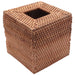 Square Rattan Tissue Box Cover, Hand Woven Wicker Tissue Holder, 5.7 X 5.7 X 5.7 Inches, Wood Color