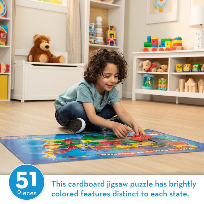 USA Map Floor Puzzle - 51 Pieces (2 X 3 Feet)