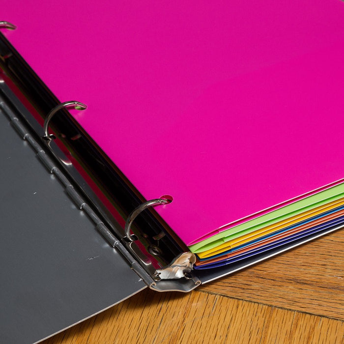 JAM Heavy Duty Plastic 3 Hole Punch School Folders with Pockets, 6 per Pack
