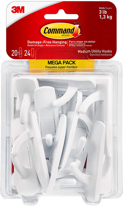 Command Medium Refill Adhesive Strips, Damage Free Hanging Wall Adhesive Strips for Medium Indoor Wall Hooks, No Tools Removable Adhesive Strips for Living Spaces, 36 White Command Strips
