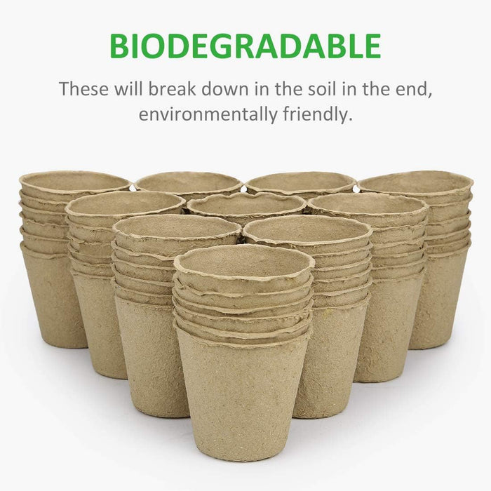 60 Packs 2.4 Inch Peat Pots Plant Starters for Seedling with 25 Pcs Plant Labels, Biodegradable Herb Seed Starter Pots Kits, Garden Germination Nursery Pot