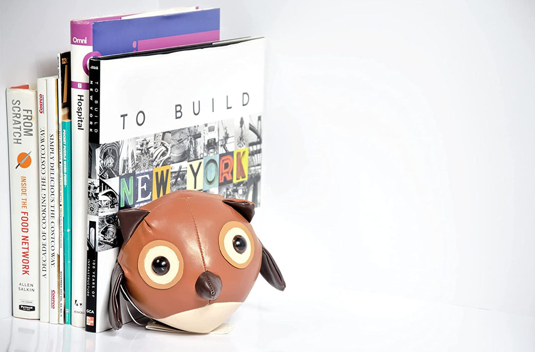 Cute Owl Leather Bookend, Book Holder for Shelves – Decorative Weighted Animal for Home and Office Desk and Shelf | Handcrafted Stuffed Animal Furniture Decor