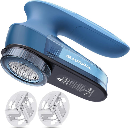 Fabric Shaver and Lint Remover, Sweater Defuzzer with 2-Speeds, 2 Replaceable Stainless Steel Blades, Battery Operated, Remove Clothes Fuzz, Lint Balls, Pills, Bobbles