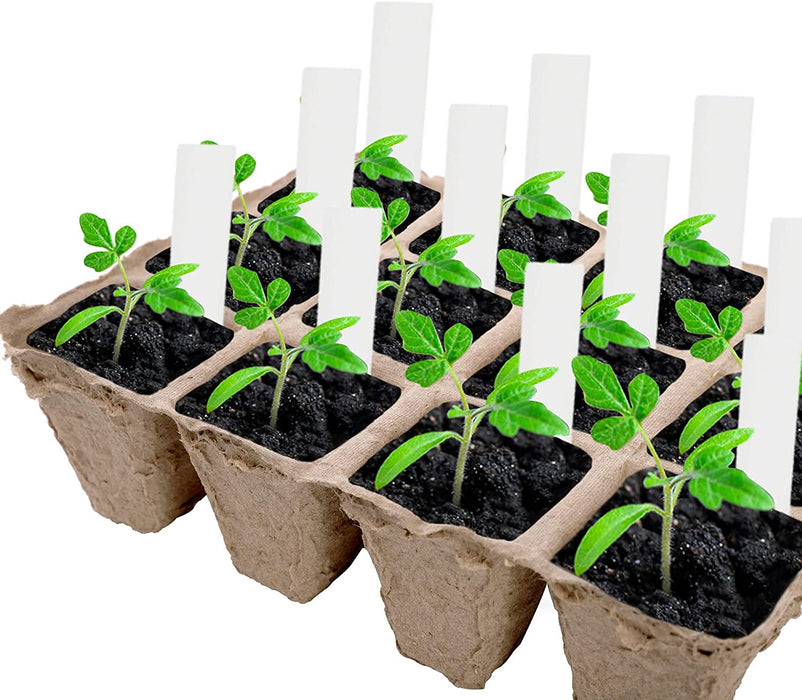 40 Pack Peat Pots Seed Starter Trays, 480 Cells Germination Seedling Pots, Organic Biodegradable Plant Germination Tray with 40 Plant Labels for Vegetable Flower, Herbs, Indoor Outdoor Garden