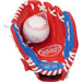 Rawlings Players Series Baseball Glove W/ Ball, 9.5 Inch, Red/Navy, Right Hand Throw