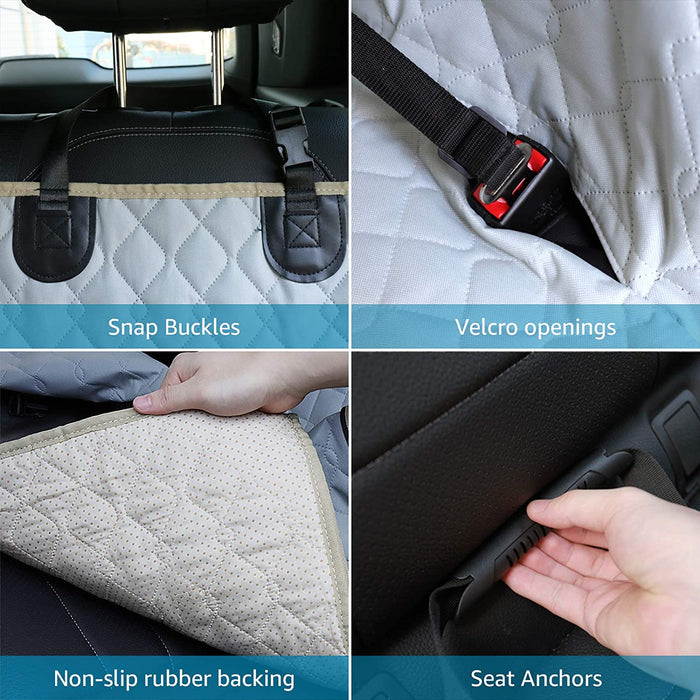 Dog Car Seat Covers for Back Seat Waterproof with Mesh Visual Window Durable Scratchproof Nonslip Dog Car Hammock with Universal Size Fits for Cars, Trucks & Suvs