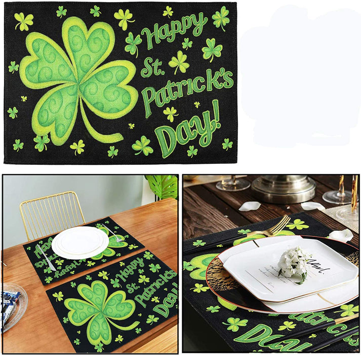 Pfrewn Winter Red Truck Dog Snow Placemats Set of 6 Table Mat Christmas Snowflake Place Mat Double-Sided Print 12" X 18" Dining Home Kitchen Xmas Table Decoration