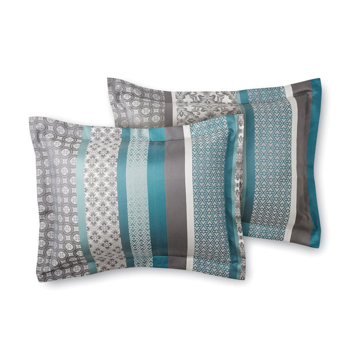 Mainstays 7-Piece Princeton Woven Jacquard Comforter Set, Teal Stripe, Full/Queen