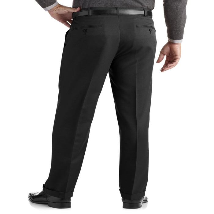 Big & Tall Men'S Pleated Cuffed Microfiber Dress Pants with Adjustable Waistband
