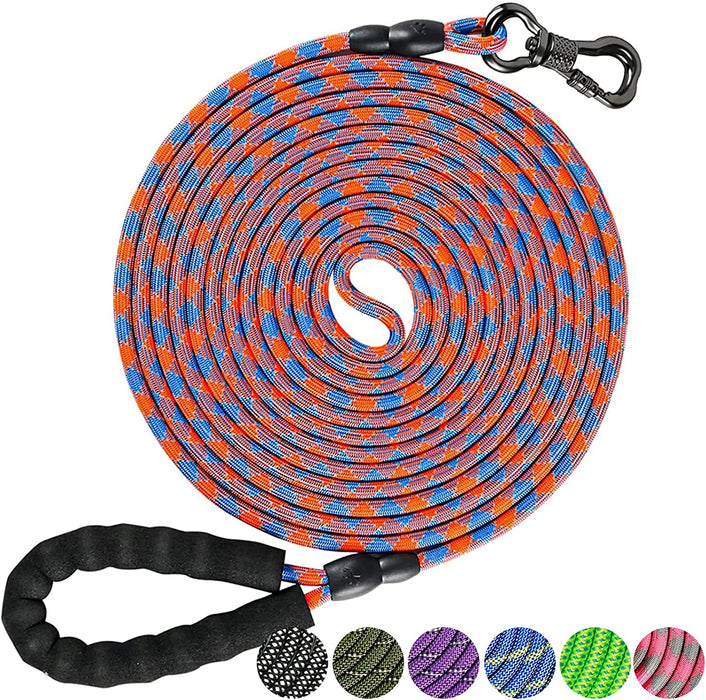 Heavy Duty Dog Leash, 30FT Reflective Dog Leash with Swivel Lockable Hook and Comfortable Padded Handle, Puppy Leash for Walking, Hunting, Camping, Backyard for Small Medium and Large Dogs