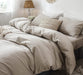 Bedding Duvet Cover Set 100% Washed Cotton Linen like Textured Breathable Durable Soft Comfy (Tannish Linen Grey, Queen)