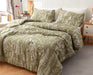 Queen Comforter Sets Olive Green Comforter,3 PCS Bedding Sets Floral Comforter Set Plant Flowers Printed on Green Comforter Set