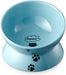 Raised Cat Food Bowl, Ceramic Elevated Cat Bowl, Title Angle Protect Cat'S Spine, anti Vomiting Cat Dish, Backflow Prevention, Grey