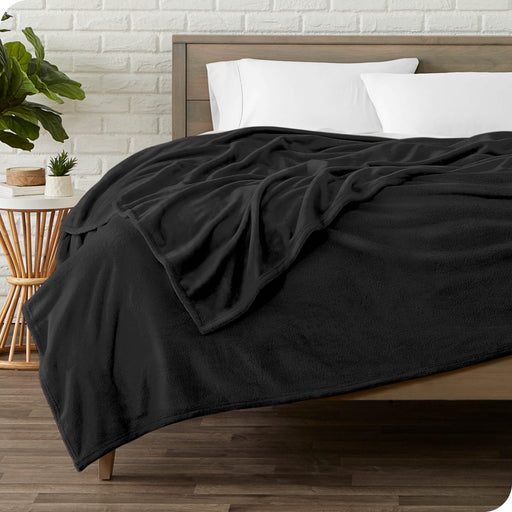 Microplush Fleece Blanket, Plush, Ultra Soft, Full/Queen, Black