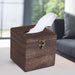Square Bamboo Wood Facial Tissue Paper Box Cover Holder for Bathroom Vanity Counter Tops, Bedroom Dressers, Night Stands, Home Office Desks, Tables - Espresso Brown