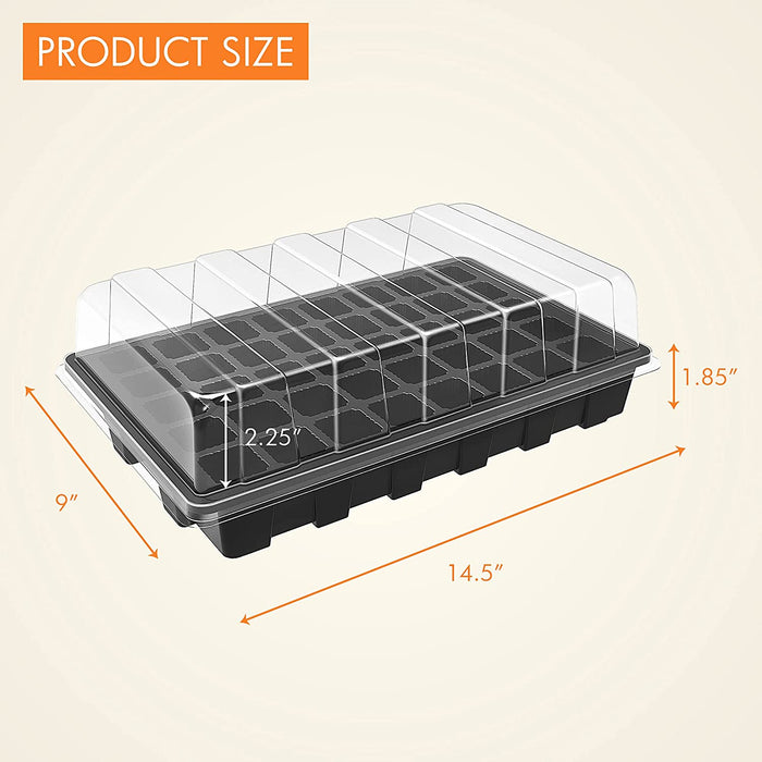 Gardzen 5-Set Garden Propagator Set, Seed Tray Kits with 200-Cell, Seed Starter Tray with Dome and Base 15" X 9" (40-Cell per Tray)