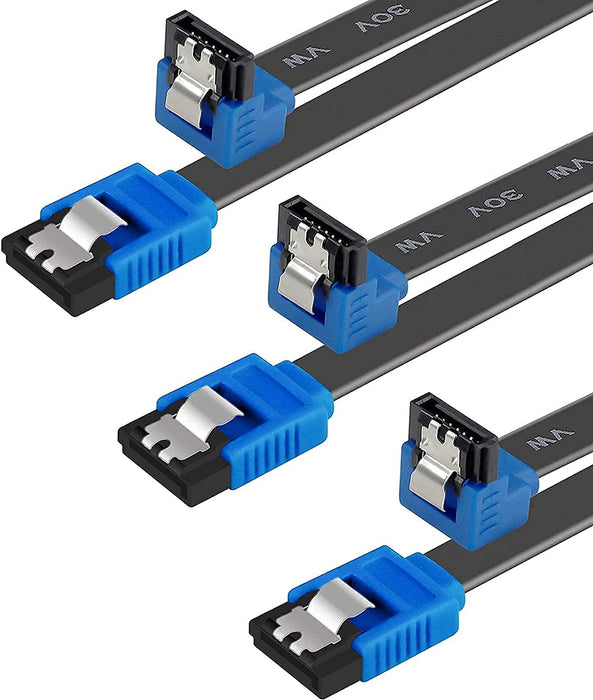 SATA Cable III, 3 Pack SATA Cable III 6Gbps Straight HDD SDD Data Cable with Locking Latch 18 Inch Compatible for SATA HDD, SSD, CD Driver, CD Writer - Black