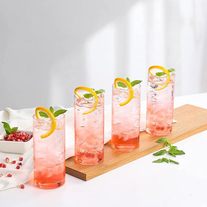 4 Set 20 OZ Drinking Glasses with Bamboo Lids and Straws, Borosilicate Glass Tumbler Cups - Tall Clear Iced Coffee Cups for Smoothie, Water, Juice, Coffee Bar Accessories - Cute Gifts, Reusable