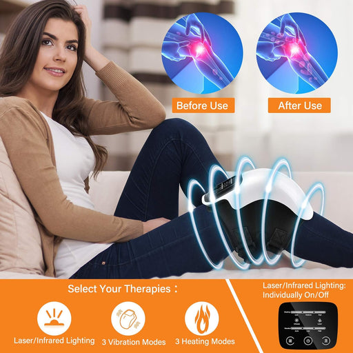 Cordless Knee Massager, FDA Registered, Infrared Heat and Vibration Knee Pain Relief for Swelling Stiff Joints, Stretched Ligament and Muscles Injuries, August 2022 Longer Knee Straps