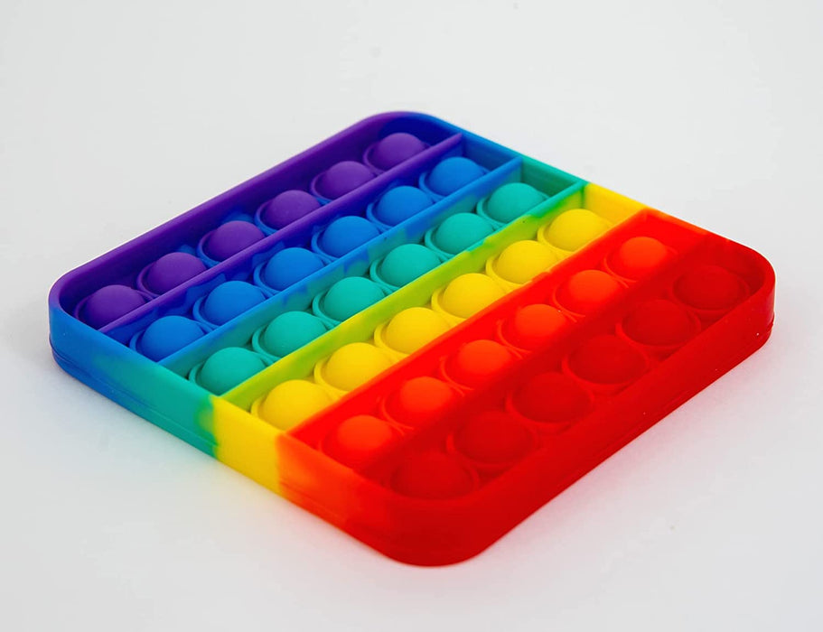 Fidget Toy Popits - Rainbow Color - Sensory Stress Relief for ADHD Anxiety Autism (Round + Square 2 Pack)