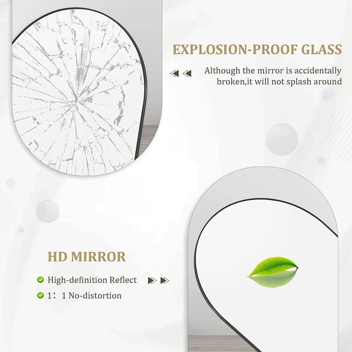 Arched Full Length Floor Mirror 64"X21" Full Body Standing Mirror,Black