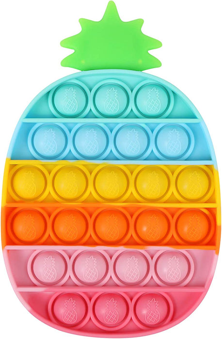 Push Pop Bubbles Fidget Sensory Toys,Stress Reliever Silicone Squeeze Sensory Toy,Anxiety Relief Tools Educational Popping Game for Kids and Adult (Pineapple,Rainbow)