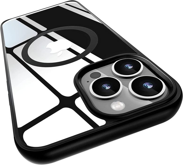 Magnetic Case for Iphone 14 Pro Max Case [Mil-Grade Drop Tested & Compatible with Magsafe] Translucent Matte Back with Aluminum Alloy Keys, Anti-Fingerprint Anti-Scratch 6.7 Inch, Black