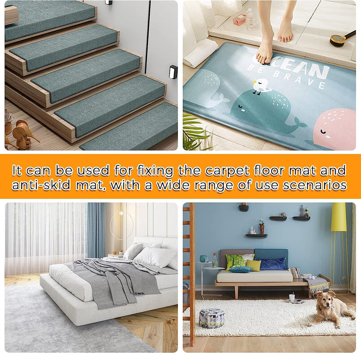 36 Pack Rug Gripper Tape, Reusable Washable Carpet Tape, Double Sided Non-Slip Rug Pads Rug Gripper for Hardwood Floors and Tile, Rug Stopper for Area Rugs