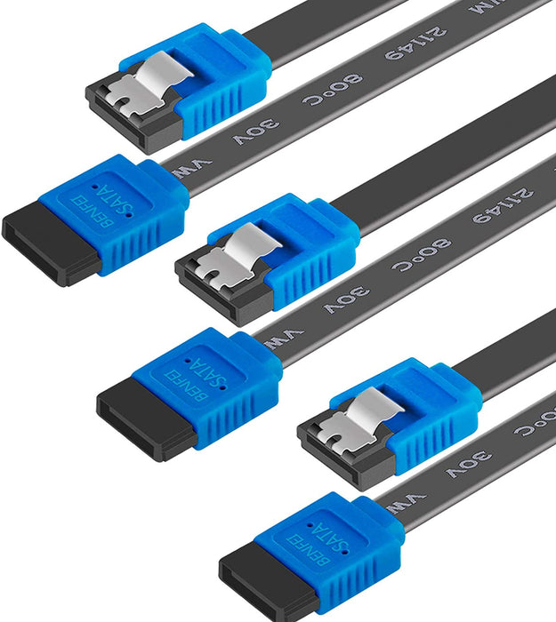 SATA Cable III, 3 Pack SATA Cable III 6Gbps Straight HDD SDD Data Cable with Locking Latch 18 Inch Compatible for SATA HDD, SSD, CD Driver, CD Writer - Black