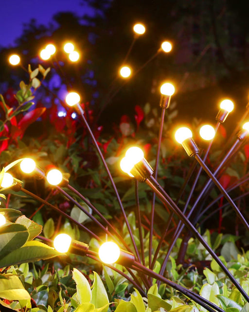 Solar Garden Lights-New Upgraded 4 Pack 8 LED Solar Powered Firefly Lights 4 Pack Solar Firefly Lights Outdoor Waterproof Vibrant Garden Lights for Patio Pathway Decoration, Warm