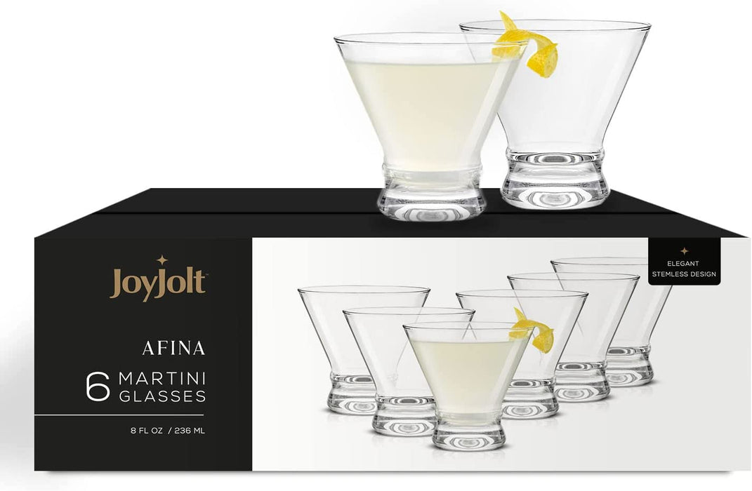 Stemless Martini Glasses. Cocktail Glasses Set of 6. 8Oz Glasses. Footed Margarita Glasses, Liquor Drinking Glasses Bar Set, Shrimp Cocktail Serving Dish, Parfait Glasses, Glass Dessert Cups