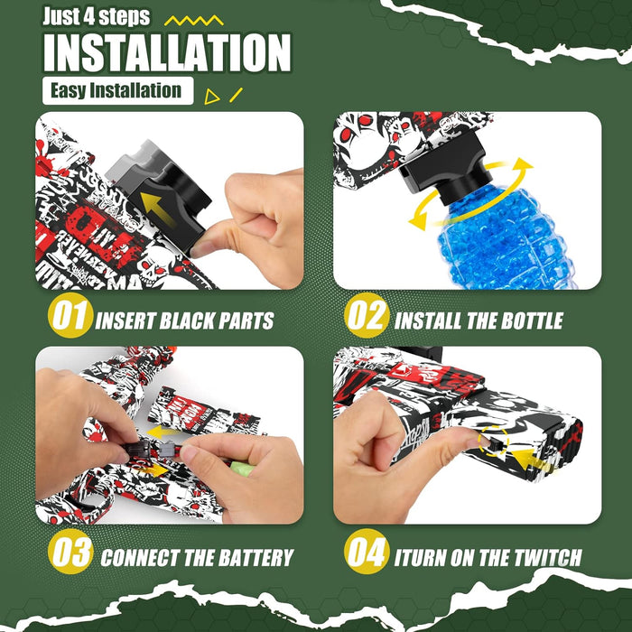 Electric with Gel Ball Blaster AEG AKM-47 Splatter Ball Blaster for Splat Gun Automatic Outdoor Activities-Boys and Girls Fighting Shooting Team Game (Red)