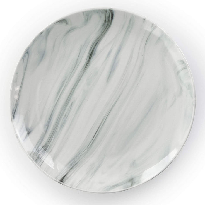 Fine round Gloss Dinnerware Dish Set, 16 Piece, Black and White Marble