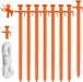 USA 12 Inch Multiuse Heavy Duty Steel Tent Stakes Tarp Pegs Camping Stakes for Outdoor Camping Canopy and Tarp with 4 Ropes 10FT Length(Orange)