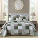 100% Cotton Quilt Set Queen Size, Patchwork Plaid Queen Quilt Bedding Set Bedspreads, Farmhouse Lightweight Comforter Reversible Quilt, Green/Moonbeam Bed Spread for Queen Bed, 3 Pieces