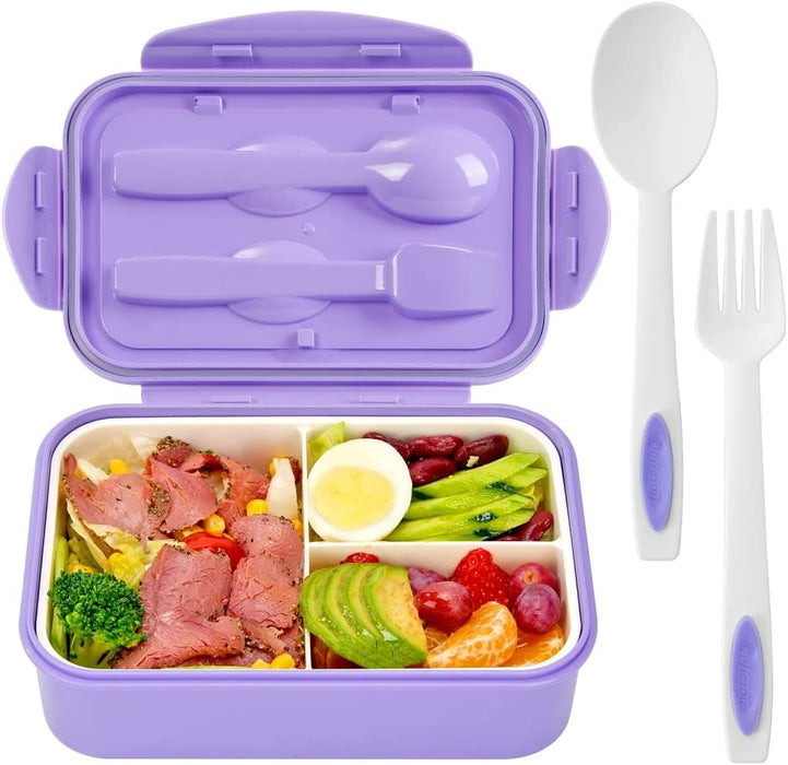Bento Boxes for Adults - 1100 ML Bento Lunch Box for Kids Childrens with Spoon & Fork - Durable Perfect Size for On-The-Go Meal, Bpa-Free and Food-Safe Materials(Green)