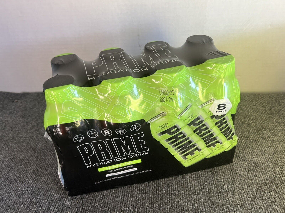 8 PACK NEW PRIME HYDRATION DRINKS LEMON LIME 16.9 OZ KSI & LOGAN