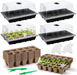 4 Pack Seed Starter Tray Kit, 15 Peat Pots for Seedlings Plastic Germination Growing Trays with Plants Labels, Planting Tools, Plant Cultivation for Seed Starting and Garden Propagation, Black