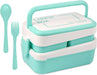 Bento Box Japanese Lunch Box Kit, Stackable 2 Layer Lunch Box, Leakproof Wheat Straw BPA Free Bento Lunch Boxes Set with Soup Cup, Spoon and Fork, Cake Cups
