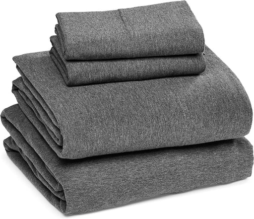 Cotton Jersey Bed Sheet Set 4Pcs - Full, Dark Gray