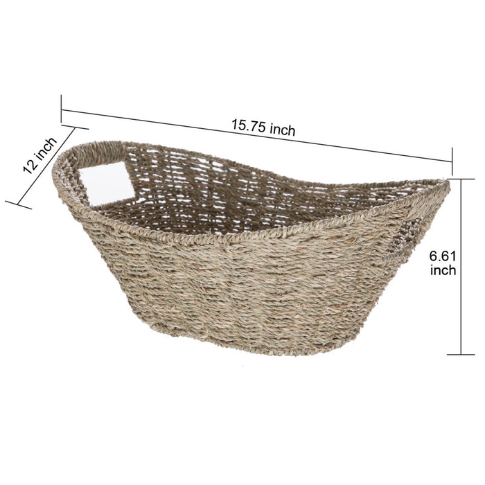 Mainstays Oval Natural Seagrass Storage Basket with Cut-Out Handles