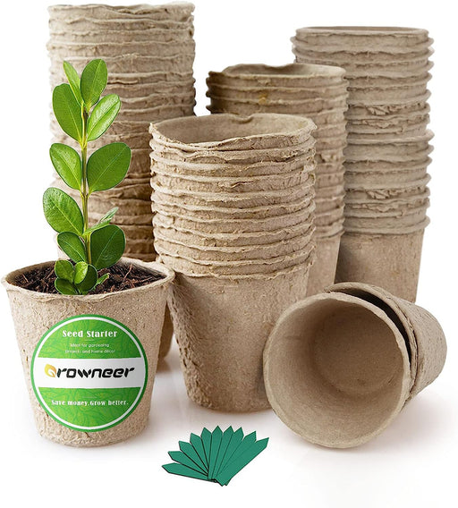 60 Packs 2.4 Inch Peat Pots Plant Starters for Seedling with 25 Pcs Plant Labels, Biodegradable Herb Seed Starter Pots Kits, Garden Germination Nursery Pot