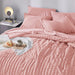 Full/Queen Seersucker Comforter Set with Sheets Pink Bed in a Bag 7-Pieces All Season Bedding Sets with Comforter, Pillow Sham, Flat Sheet, Fitted Sheet, Pillowcase