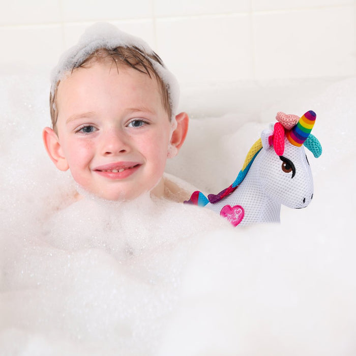 Jojo Siwa Unicorn Kids Bath Scrubby, Bath Accessory, Microfiber, White, Nickelodeon