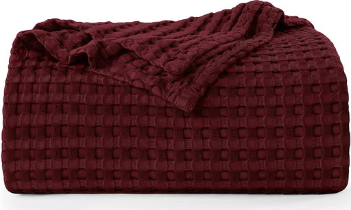 Cotton Waffle Blanket 300 GSM (Burgundy - 90X108 Inches) Soft Lightweight Breathable Bed Blanket King Size Layering Any Bed for All Season