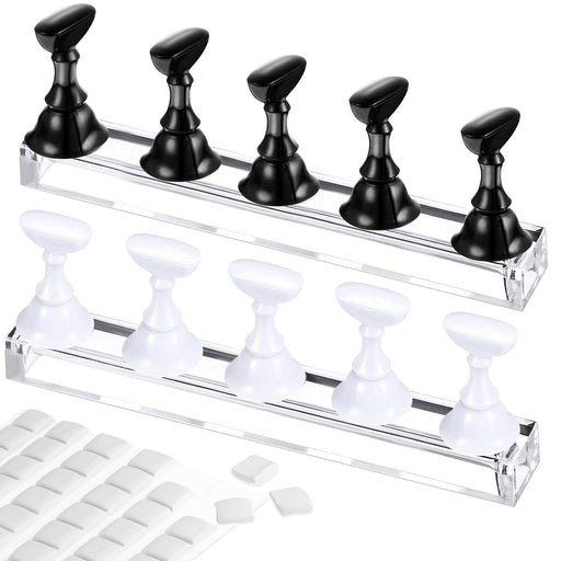 2 Set Acrylic Nail Stand with Putty,Nail Practice Display Stand for Press on Magnetic Nail Holder Tip Art Painting Stand Holder Manicure Tool for Home Salon Makeup DIY Business Women Christmas Gift