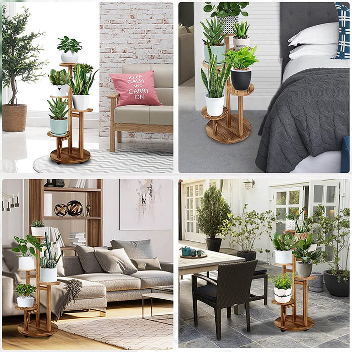 5 Tiered Tall Plant Stand for Indoor Outdoor, Wood Plant Shelf Corner Display Rack, Multi-Tier Planter Pot Holder Flower Stand for Living Room Balcony Garden Patio (Walnut)…