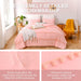 Pink King Size Comforter Set, Boho Bedding Pom Pom Bed Comforter King Set for All Season 3 Pieces
